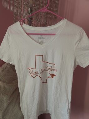 Fanatics White V-Neck Tee with Orange Graphic NWT